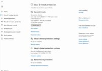 Windows Security Virus & threat protection page with Scan options link