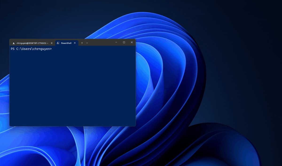 Windows Terminal app window with a PowerShell tab open