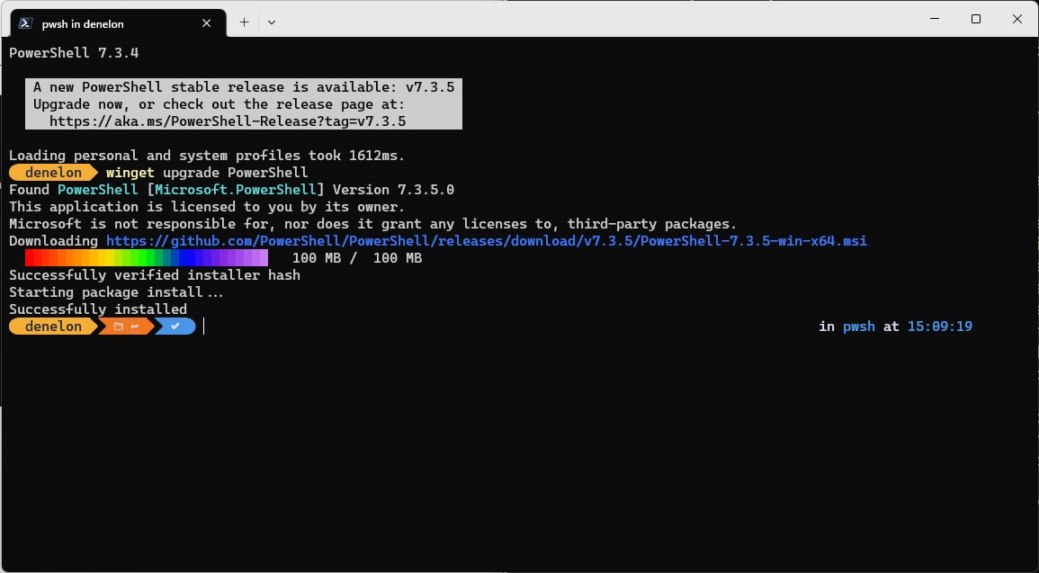 Windows Terminal running winget upgrade PowerShell with a download progress bar