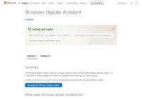 Windows Update Assistant support page with the download button