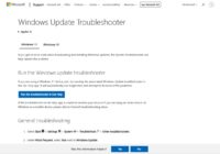 Windows Update Troubleshooter support page with Windows 11 and 10 tabs