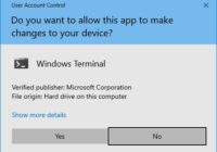 Windows User Account Control prompt asking to allow changes