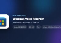 Windows Voice Recorder logo beside its version, size and supported systems