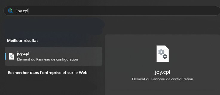 Windows search box with joy.cpl typed and a Control Panel item result below