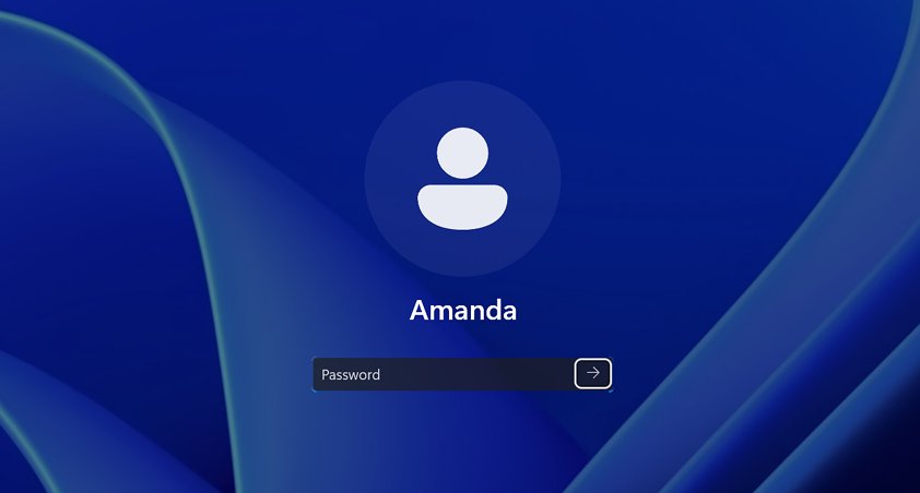 Windows sign-in screen with a blank password field and arrow