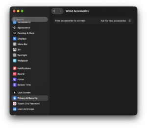 Wired Accessories Privacy And Security Settings