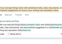 Word document with Grammarly AI rewrite suggestion and Accept button