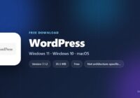 WordPress download card with version, size and requirements