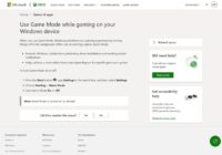 Xbox support page with steps for turning Game Mode on or off