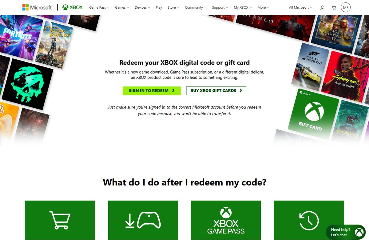 Xbox.com redeem page with Sign in to Redeem button