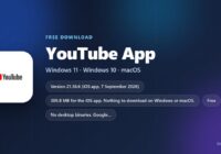 YouTube App logo with version, size and supported systems