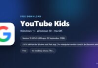 YouTube Kids logo with version, size and supported devices