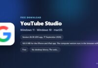 YouTube Studio logo with version, size and supported devices