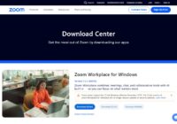 Zoom Download Center page showing Windows download buttons and version number