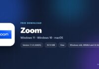Zoom logo with version, size and supported systems