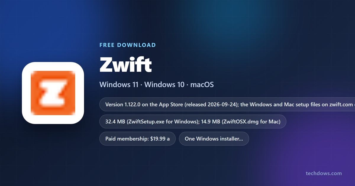 Zwift platforms, setup file sizes and membership trial at a glance