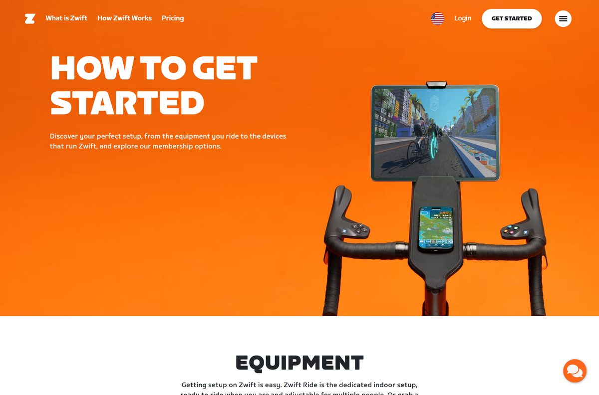 Zwift How It Works page listing supported devices and systems