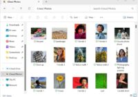 iCloud Photos folder open in File Explorer with downloaded thumbnails