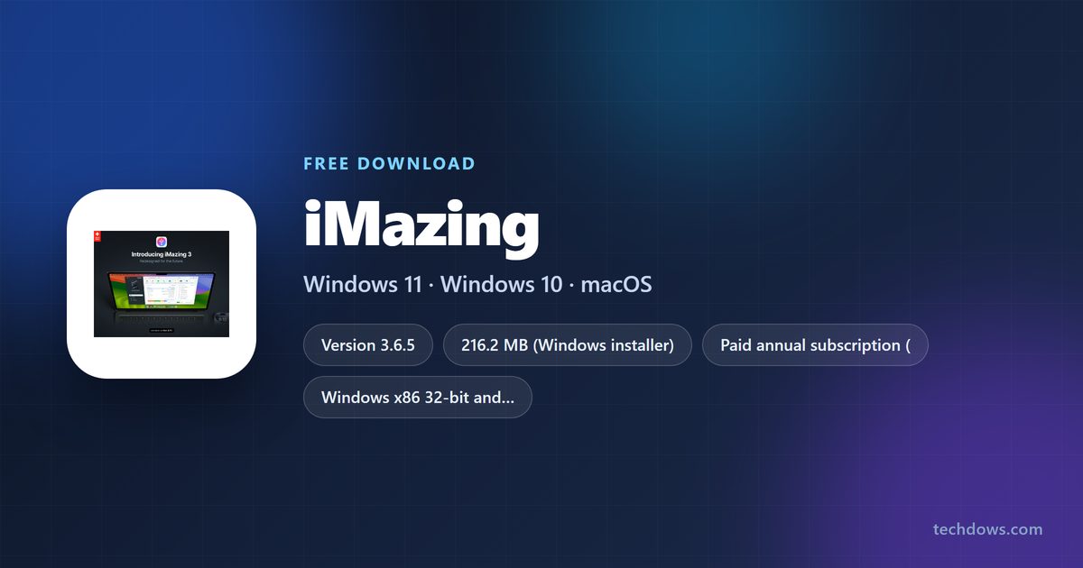 iMazing 3.6.5 version, price, download sizes and supported systems