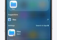 iPhone Home Screen search showing the Files app as Top Hit