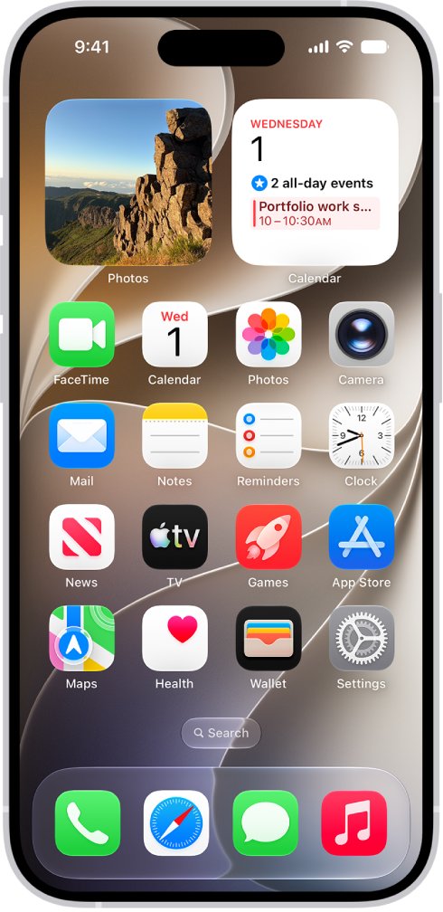 iPhone Home Screen with the gray Settings gear icon visible