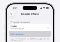 iPhone Language & Region screen with Add Language option highlighted