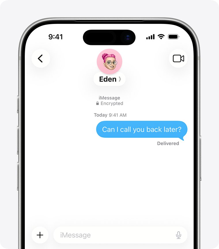 iPhone Messages conversation with a blue iMessage bubble and lock icon