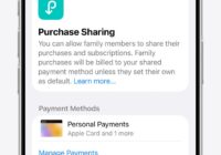 iPhone Purchase Sharing screen listing family members and their sharing status