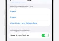 iPhone Safari settings with Clear History and Website Data link