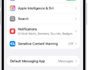 iPhone Settings screen showing iMessage switch turned on in Messages