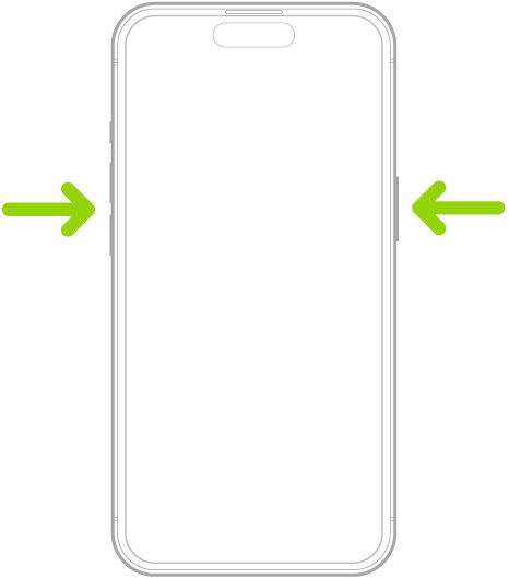 iPhone diagram with arrows at the side and volume buttons
