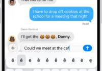 iPhone keyboard popup showing accented e options above the E key
