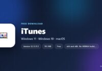 iTunes logo with version, size and supported systems