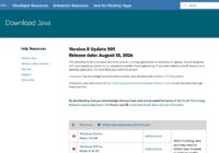 java.com download page listing Version 8 Update 503 and its release date