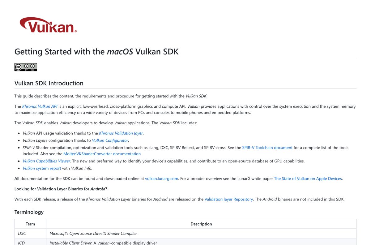 Vulkan SDK macOS guide covering MoltenVK and KosmicKrisp drivers