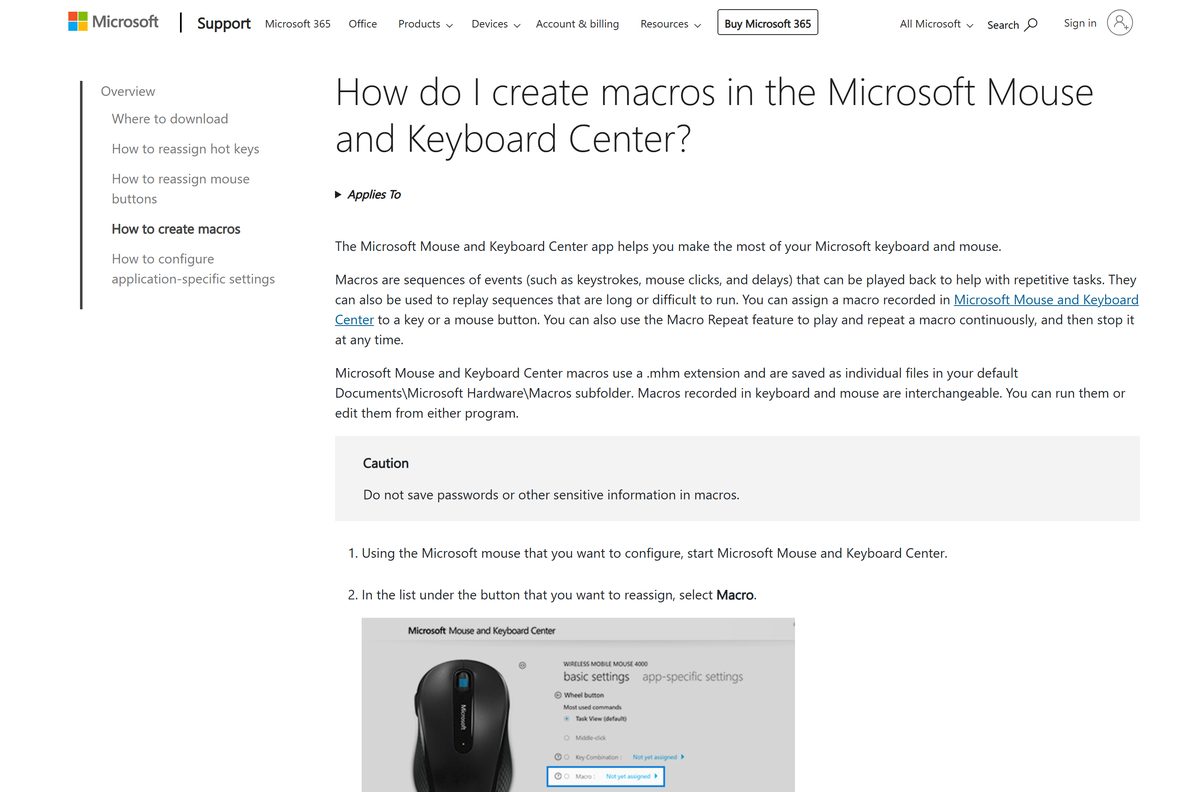 Microsoft support article on creating keyboard macros