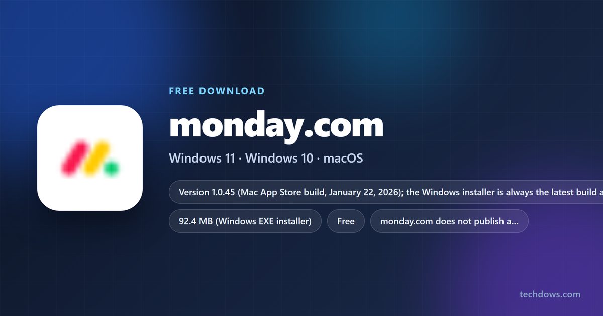 monday.com desktop app price, download sizes and supported systems