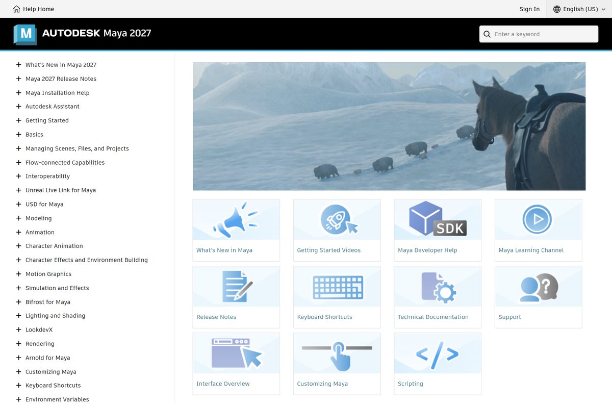 Autodesk Maya download page on the official site