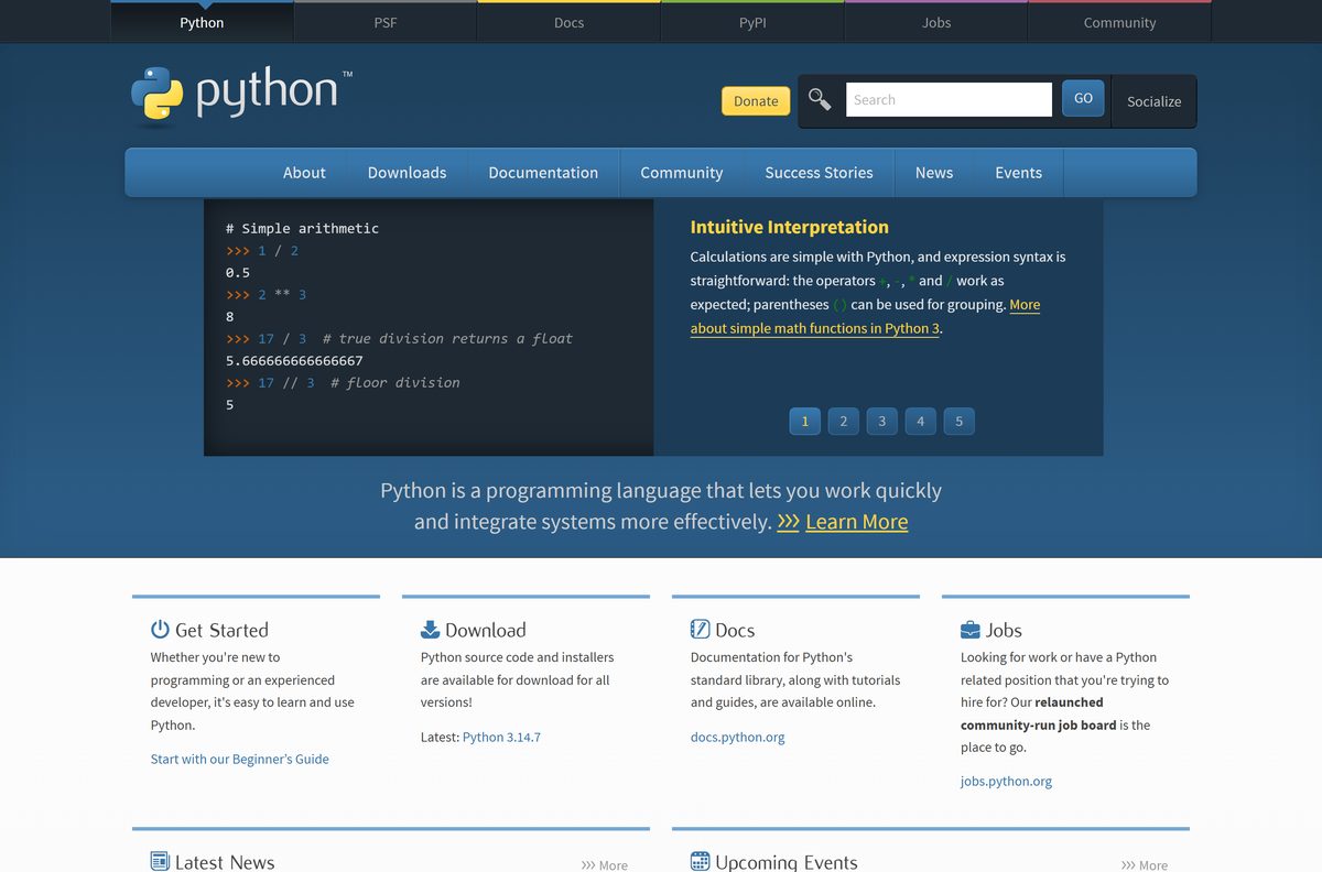 Python download page on the official site