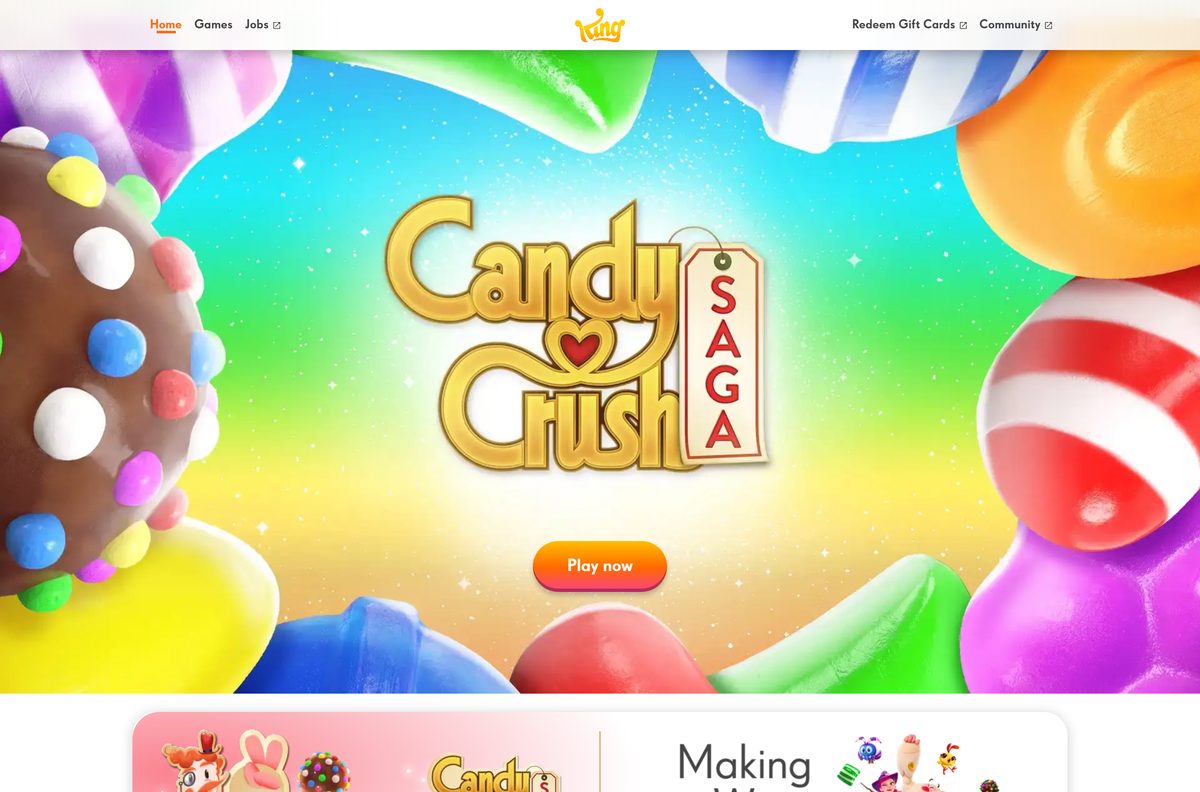 Candy Crush Saga download page on the official site