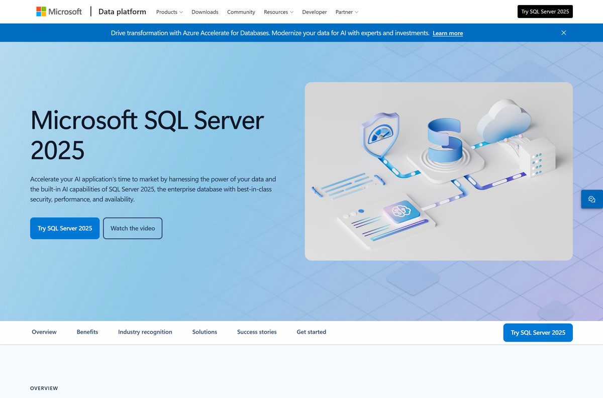 Microsoft SQL Server download page on the official site