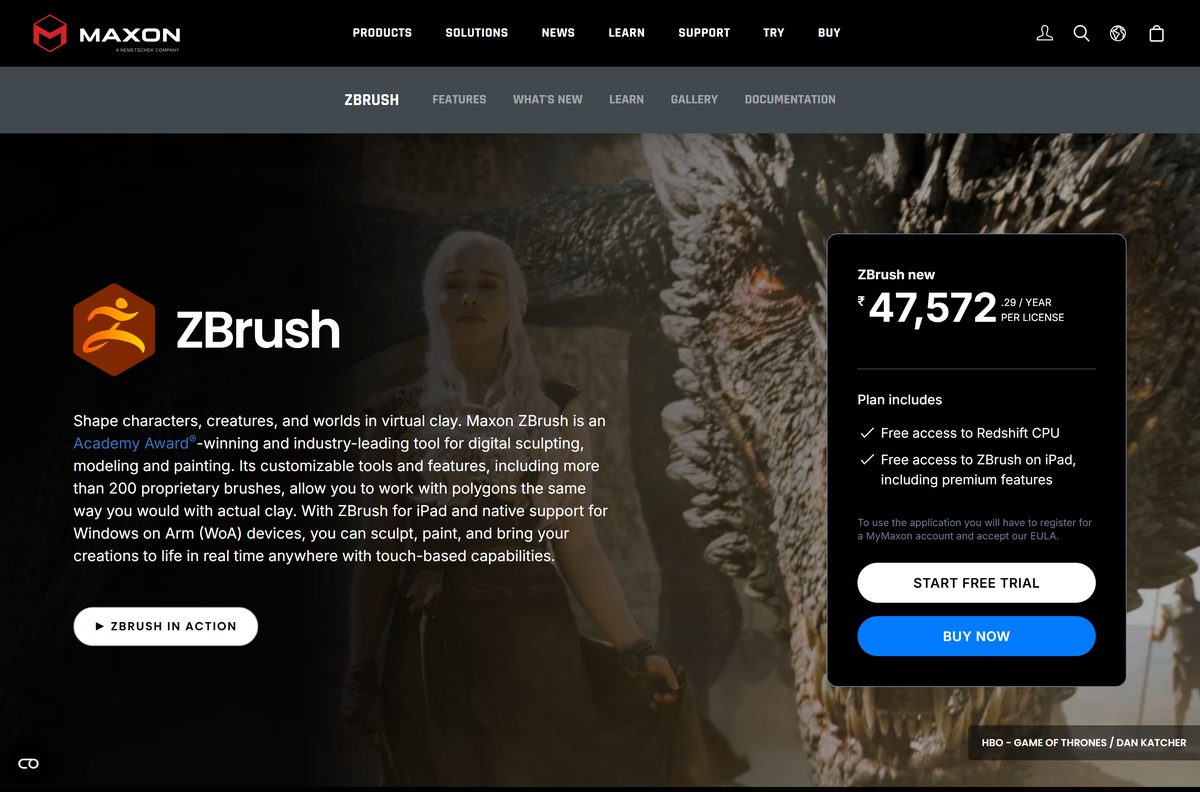 ZBrush download page on the official site