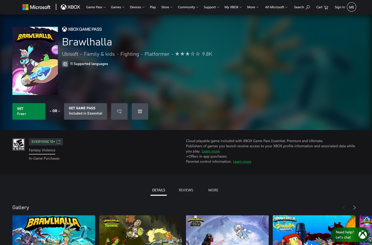 Brawlhalla download page on the official site