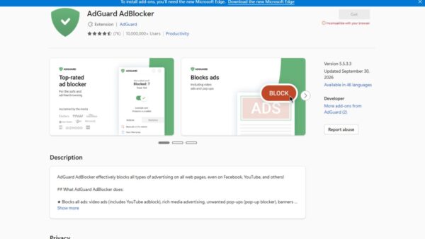 How to add AdGuard to Microsoft Edge