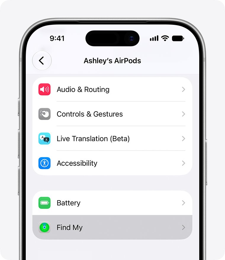 Add AirPods to Find My from the AirPods settings menu on iPhone