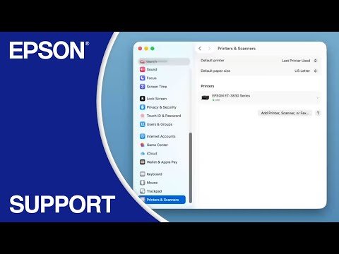 Add an Epson printer on a Mac in Printers & Scanners settings