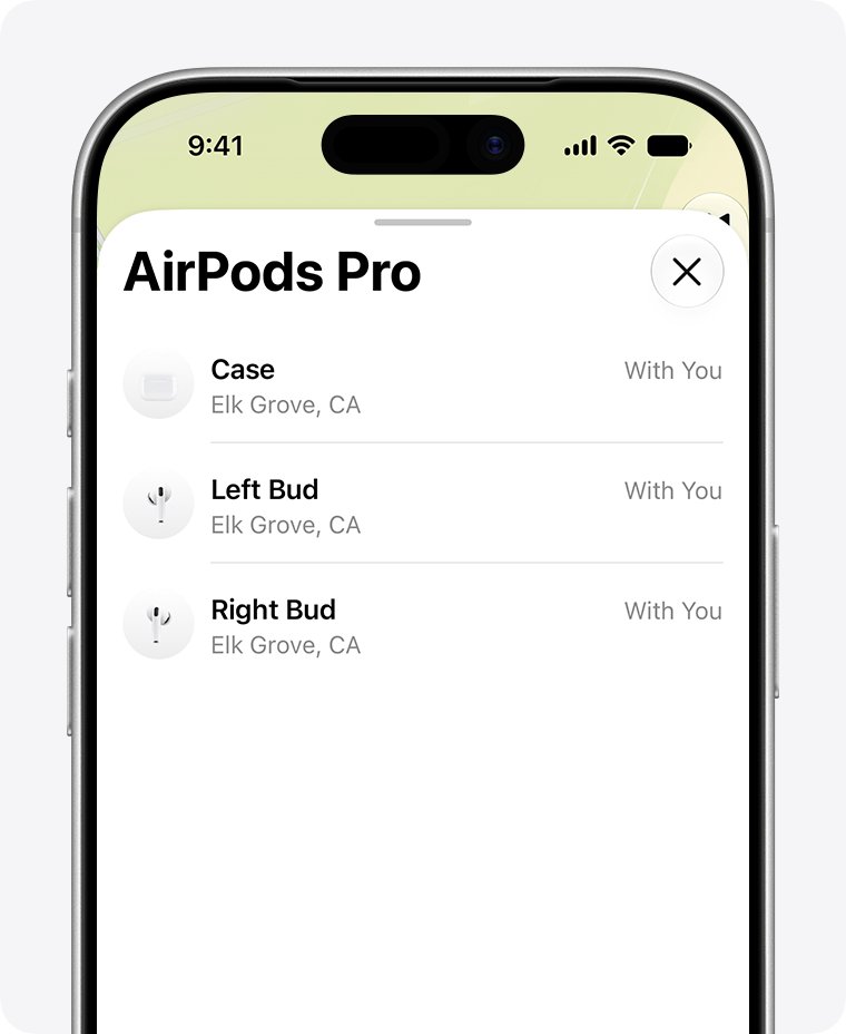 AirPods not showing up in Find My: case and each earbud listed separately