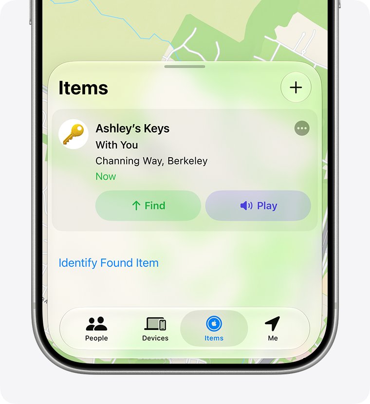 AirTag not showing in Find My: Items tab with Find and Play buttons