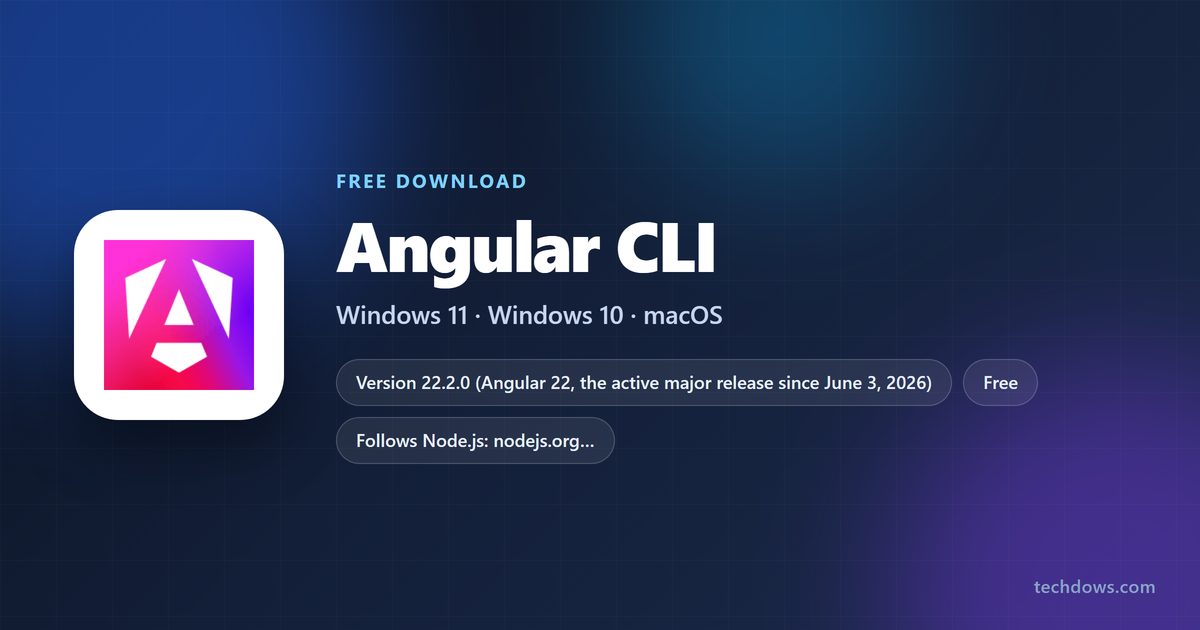 Angular CLI version, requirements and license at a glance