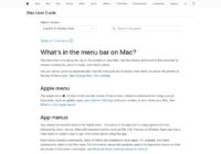 Apple Mac User Guide page explaining the menu bar, Apple menu and app menus